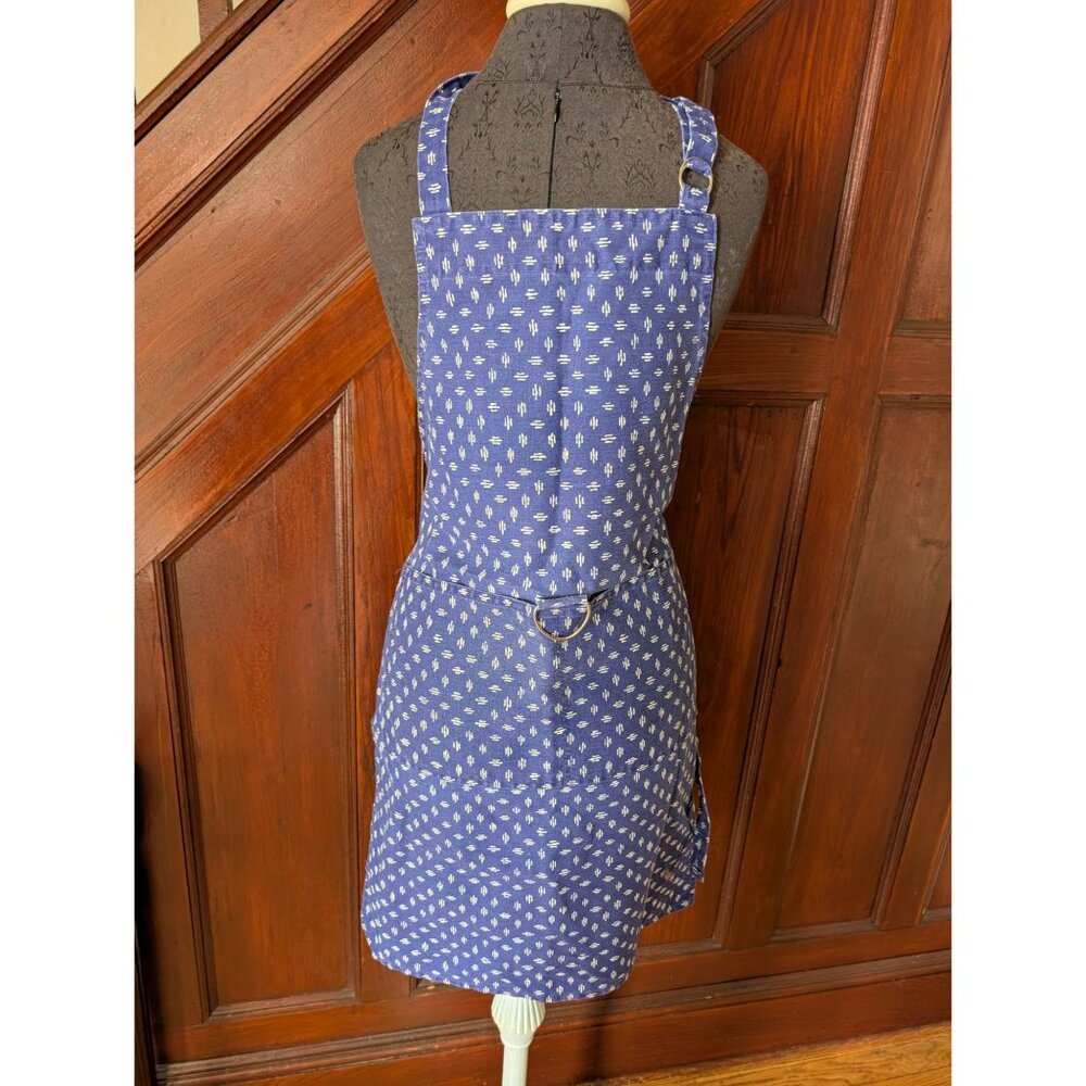 Vintage Crackers Copco Blue White Apron With Adjustable Neck & Waist